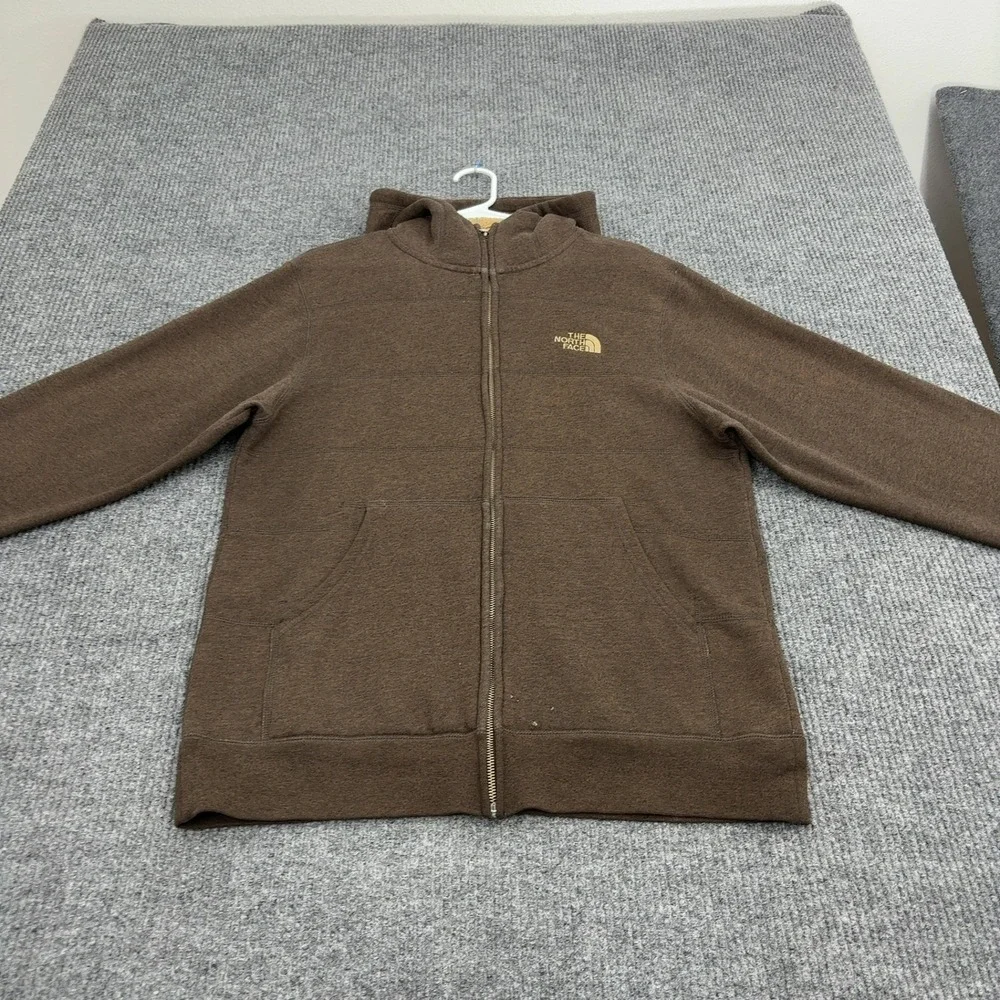 The North Face Hoodie Mens L Brown Cotton Blend Sherpa Lined Full Zip Gorpcore